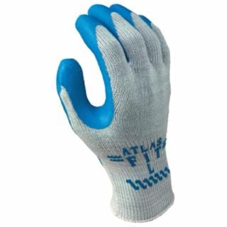 ATLAS 300 General Purpose Latex Coated Fingers/Palm Gloves, Large, Blue/Gray - 12/Box - Carbon Bulk Sales