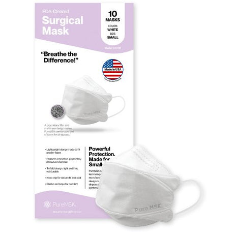 Authorized Dealer - PURE-MSK Surgical Microfiber Face Mask [Pack of 10] (Small Size, for Teens or Younger) - [White or Black] - Carbon Bulk Sales