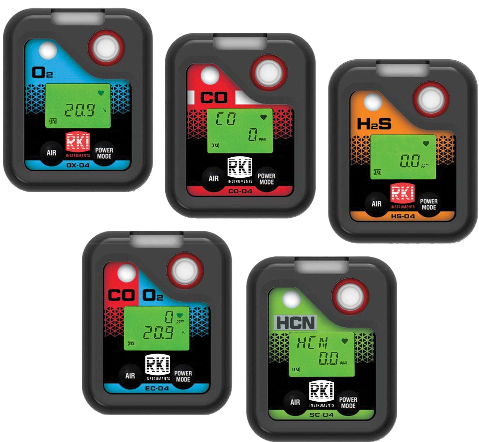 RKI 04 Series Single Gas Toxic Monitor O2, H2S, CO, NH3, Cl2, HCN, NO2,PH3,  & SO2