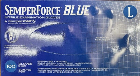 SemperForce Blue Powder Free 4 Mil Nitrile Gloves (100 Per Box) - Carbon Bulk Sales